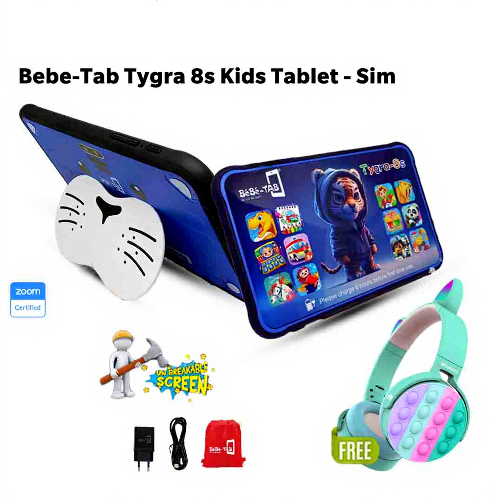 Bebe-Tab Tygra 8s Android Kids Tablet – 128GB ROM – 4GB RAM – 5000mAh – Sim